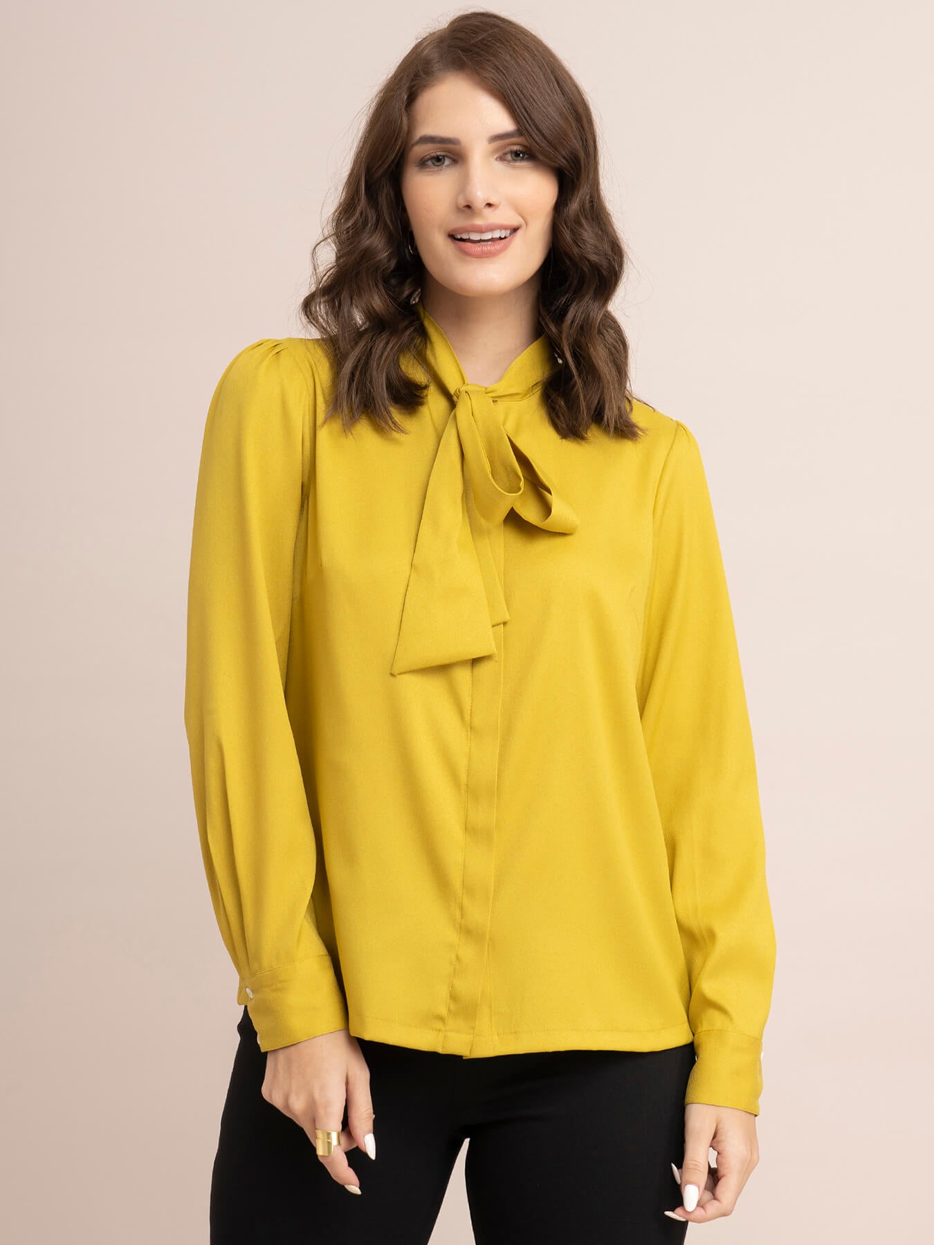 Tie Up Neck Top - Acid Green| Formal Tops