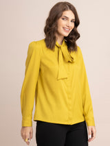 Tie Up Neck Top - Acid Green| Formal Tops