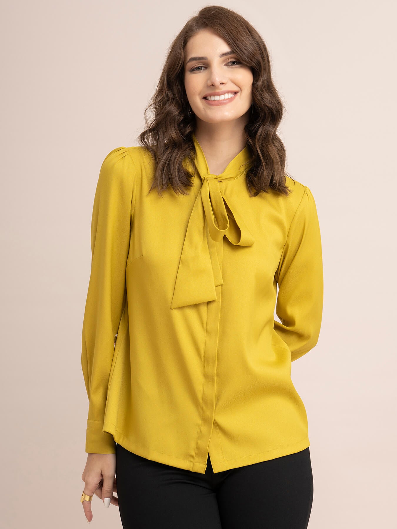 Tie Up Neck Top - Acid Green| Formal Tops