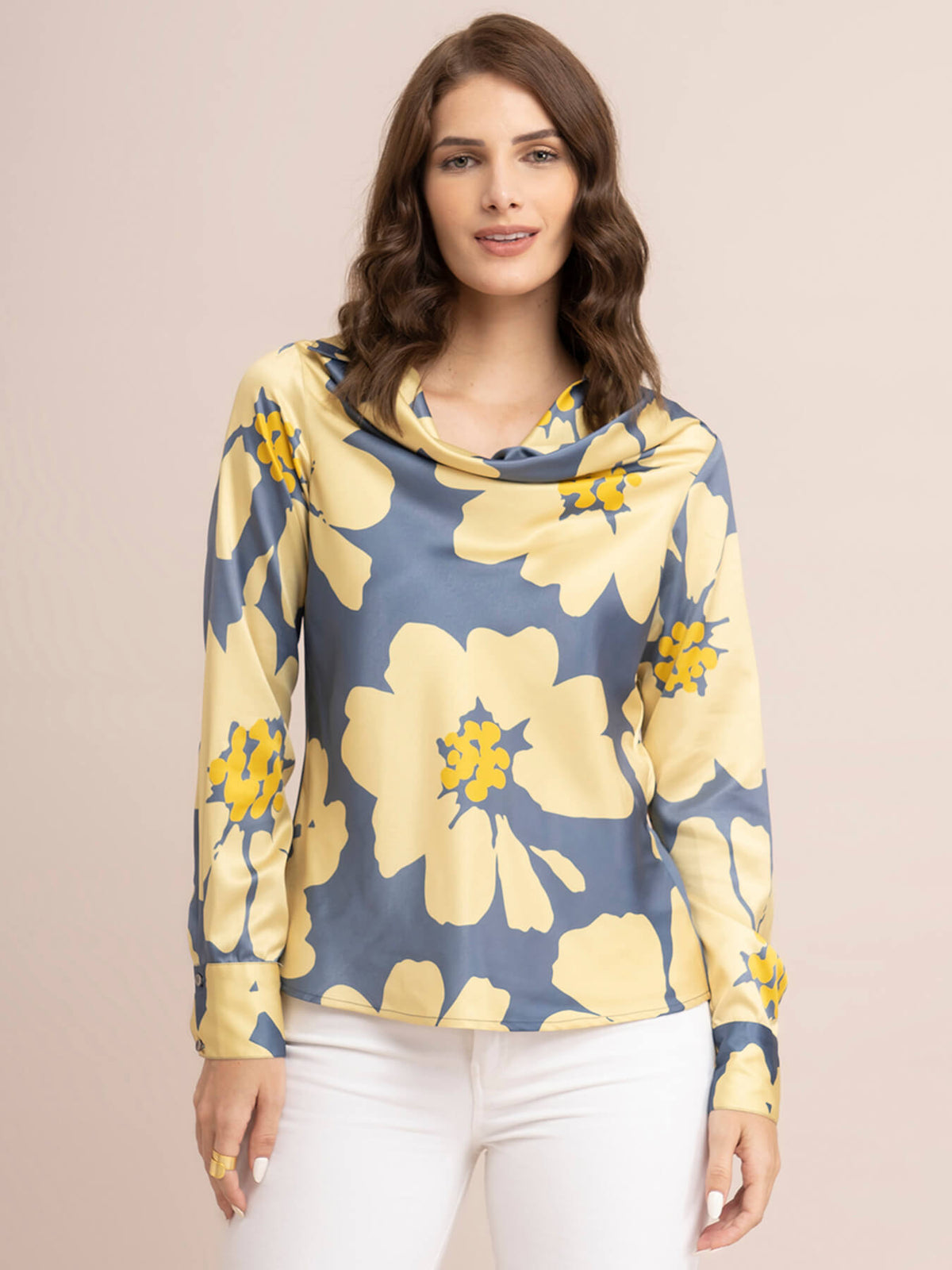 Floral Top - Yellow and Grey