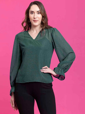 V-Neck Top - Sap Green