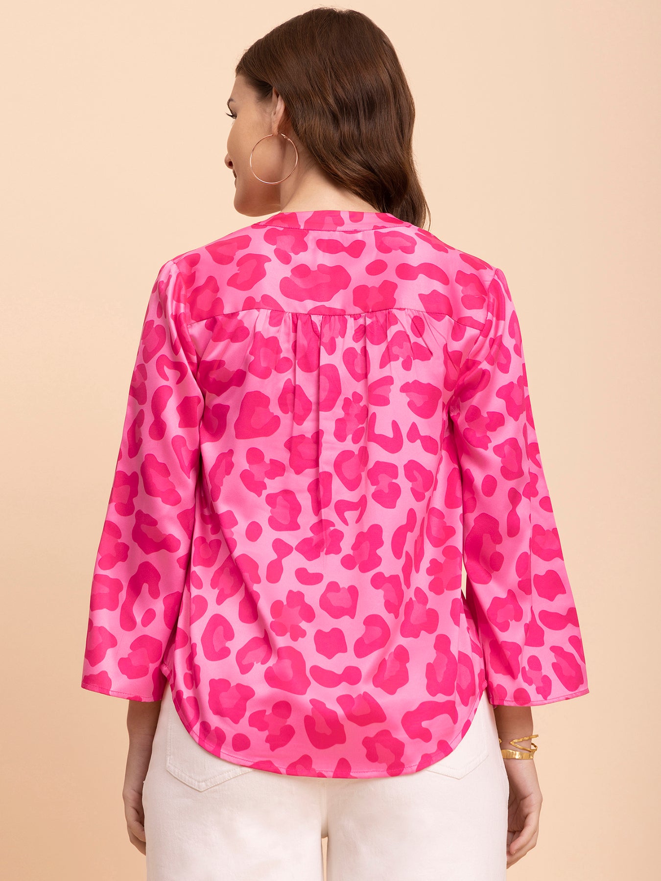 Satin Animal Print Top - Fuchsia and Pink