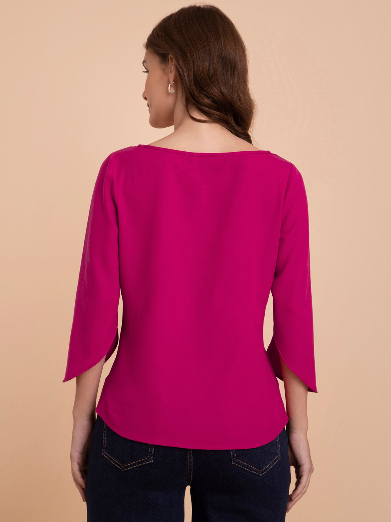 Tulip Sleeves Top - Fuchsia