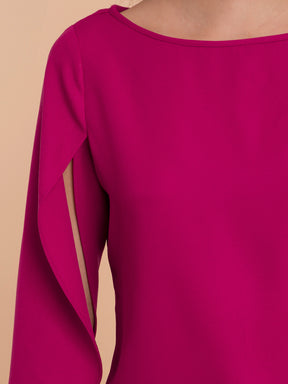 Tulip Sleeves Top - Fuchsia