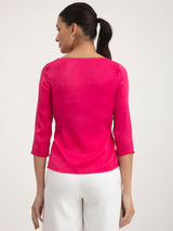 Satin Cowl Neck Top - Fuchsia