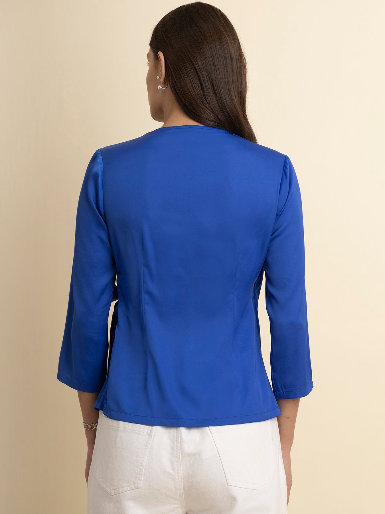 Satin Wrap Top - Blue