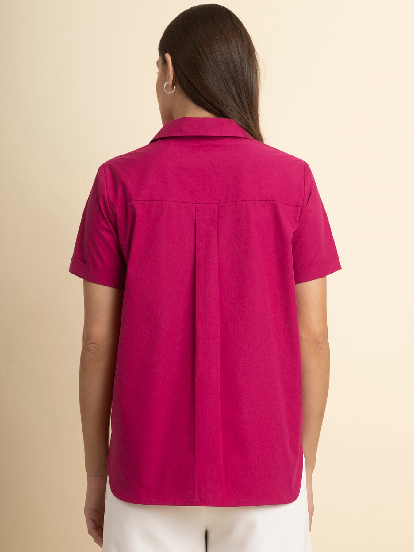 Cotton Front Pleat Top - Fuchsia