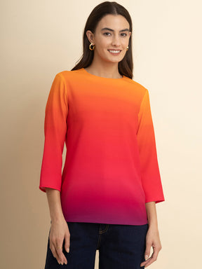 Ombre Round Neck Top - Multicolour