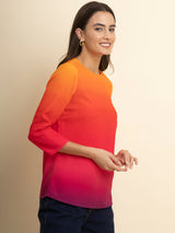 Ombre Round Neck Top - Multicolour