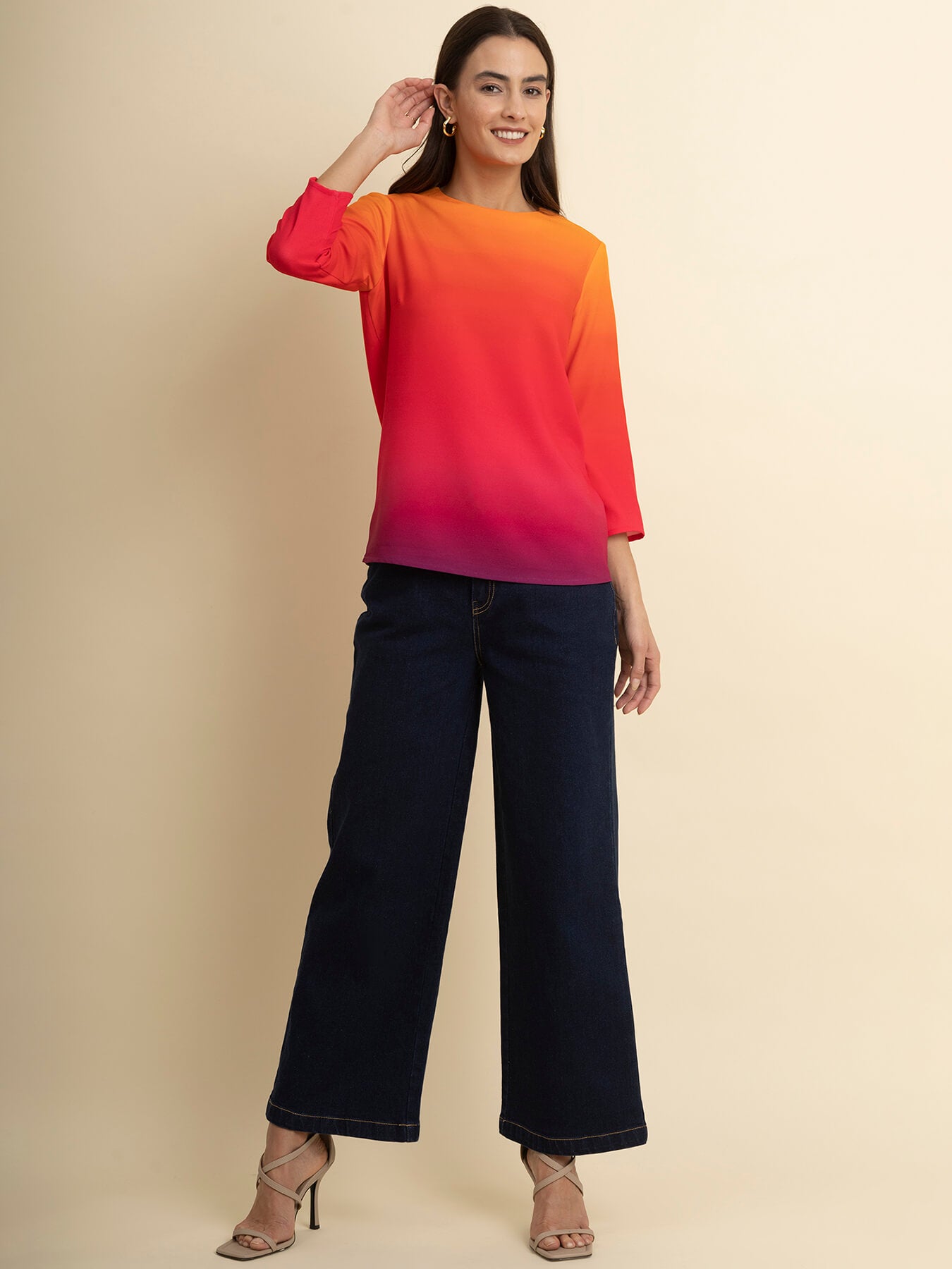 Ombre Round Neck Top - Multicolour