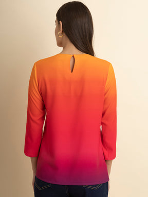 Ombre Round Neck Top - Multicolour