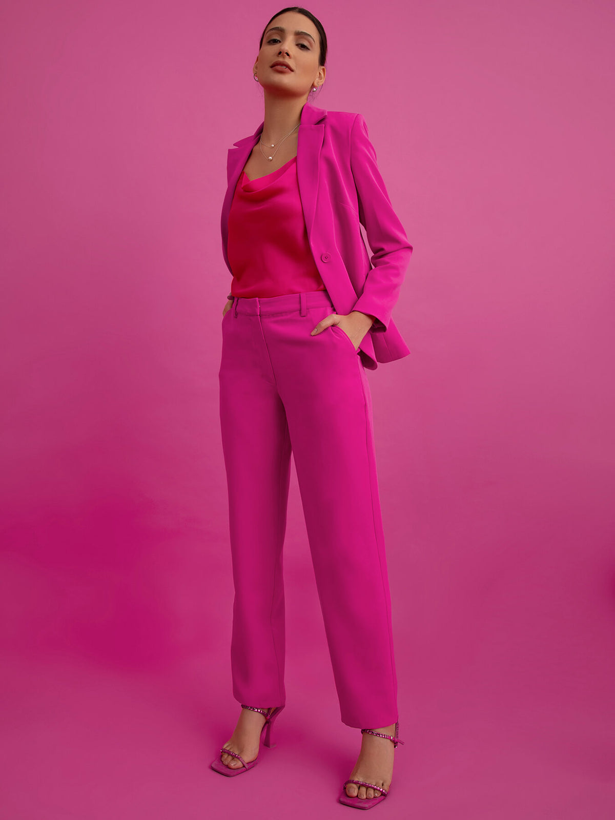 Straight Fit Trousers - Fuchsia