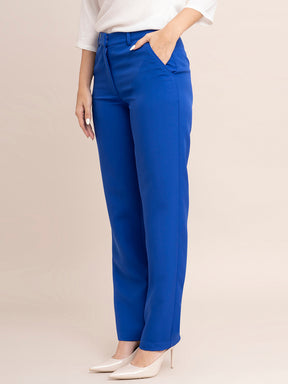 Straight Fit Trousers - Royal Blue