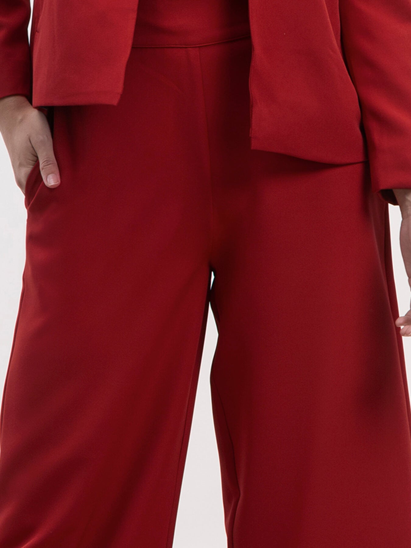 Elasticated Wide Leg Trouser - Red