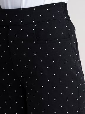 Polka Dot Wide Leg Trousers - Black| Formal Trousers