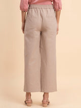 Linen Wide-Leg Trousers - Beige| Formal Trousers