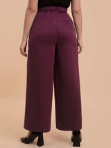 Satin Wide Legged Trousers - Maroon