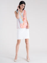 V Neck Marble Print Top - Light Pink