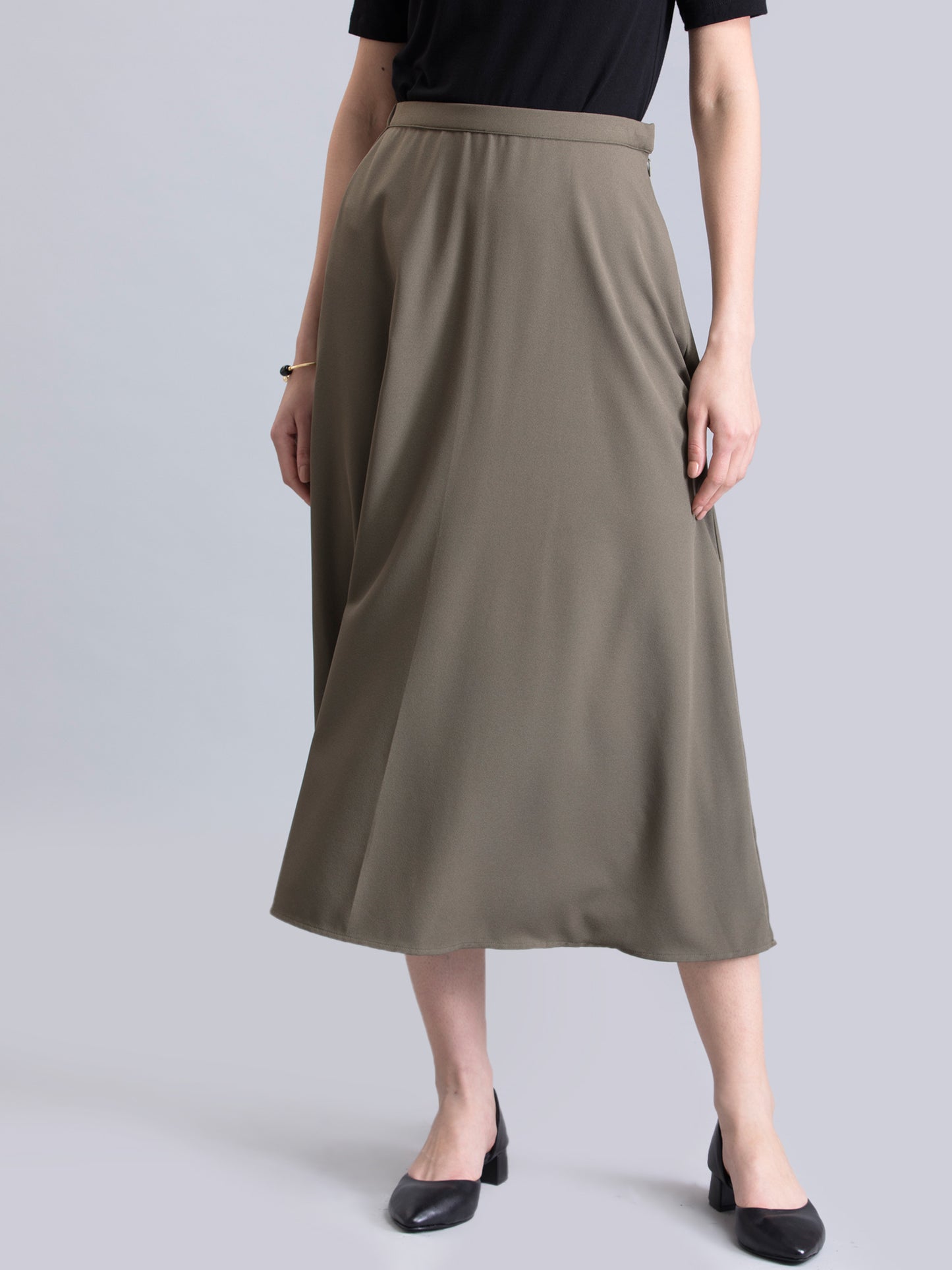 A Line Midi Skirt - Olive| Formal Skirts