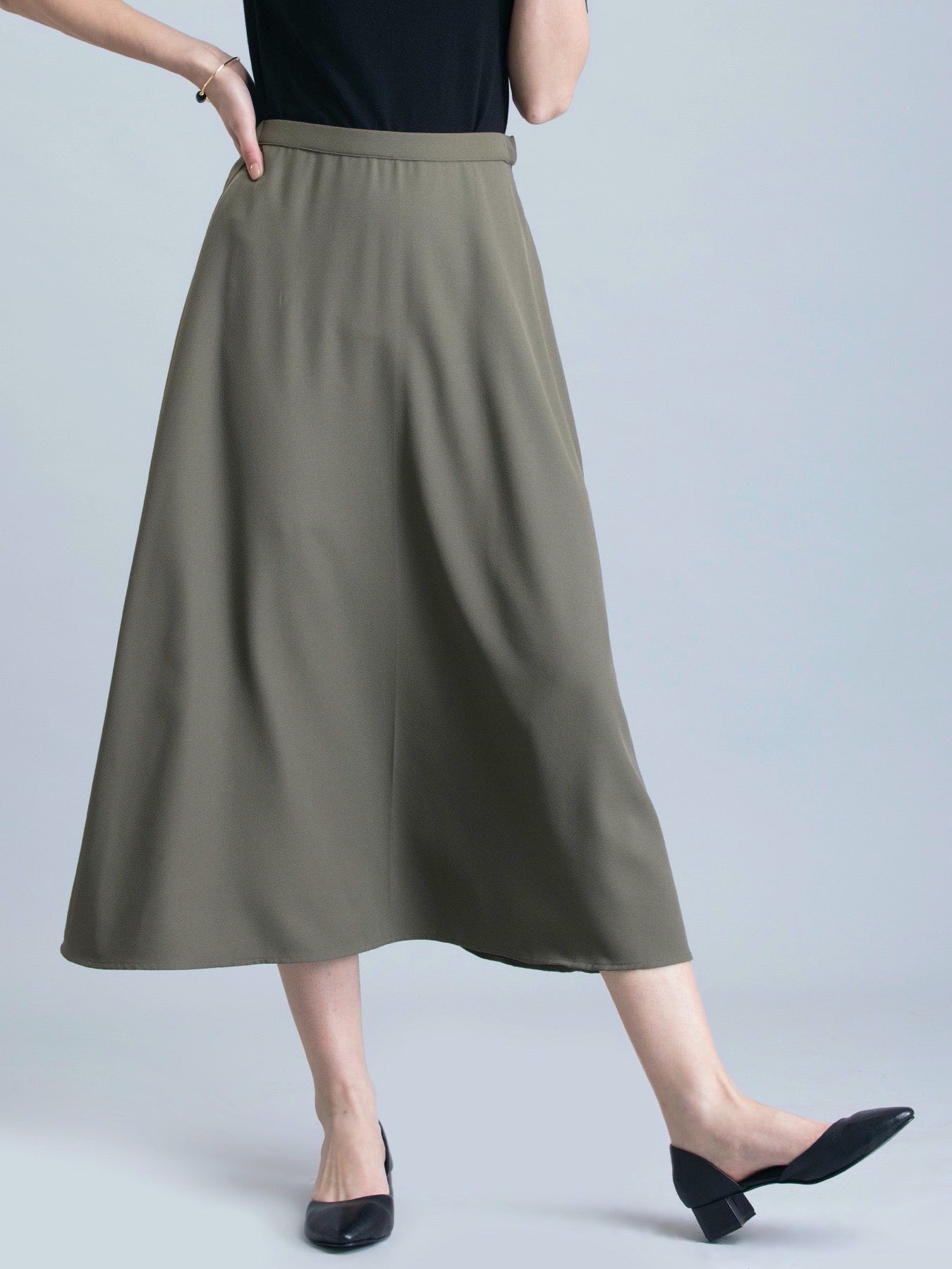 A Line Midi Skirt - Olive| Formal Skirts