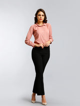 Collar Shirt With Gather Details - Pink