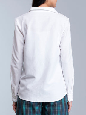 Collared Full Sleeve Top - White
