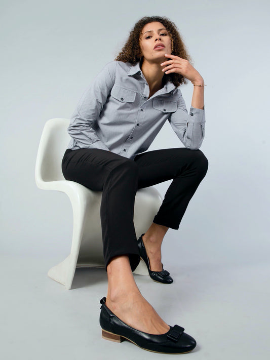 Collared Striped Shirt - Black and White