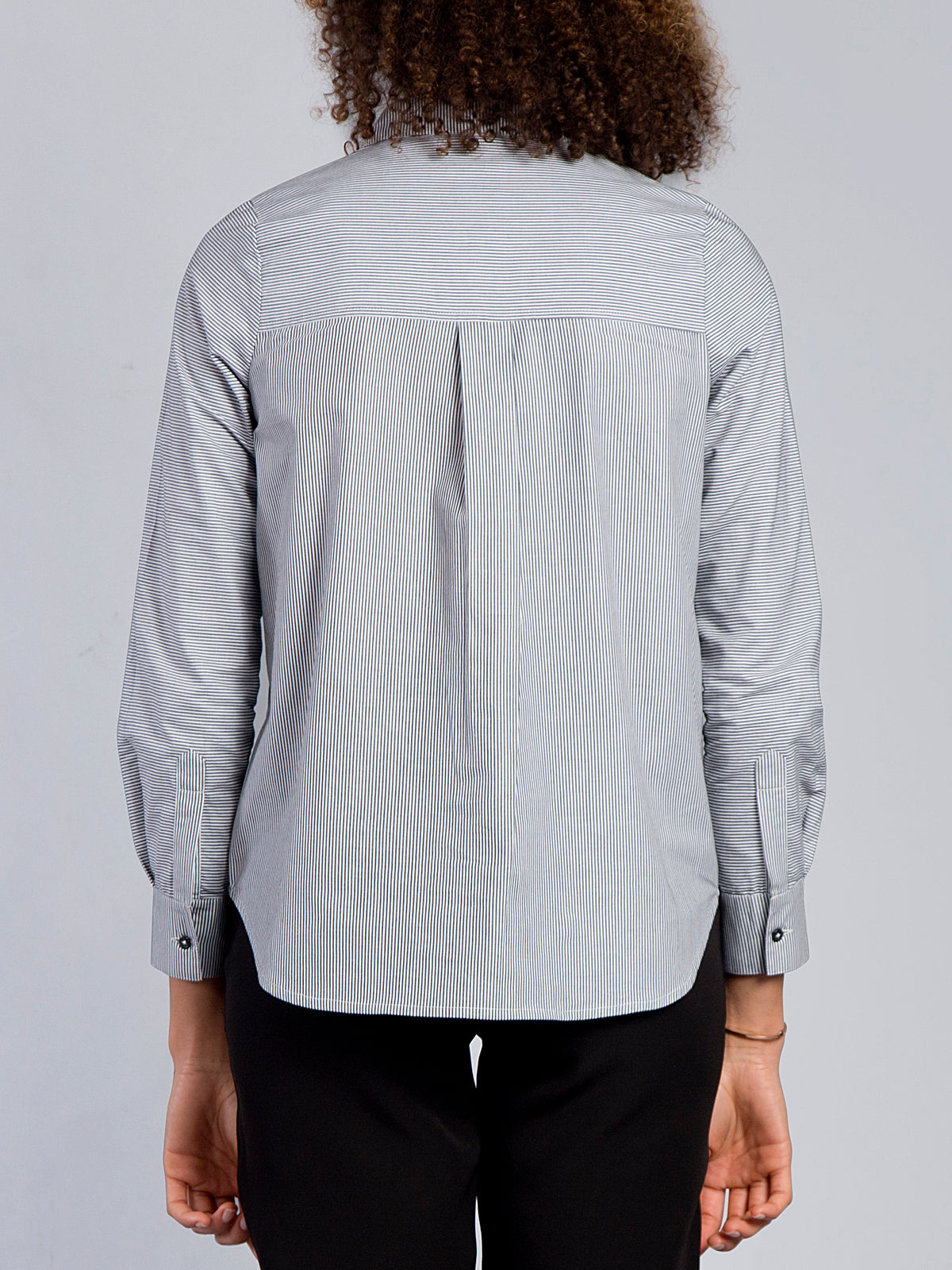 Collared Striped Shirt - Black and White