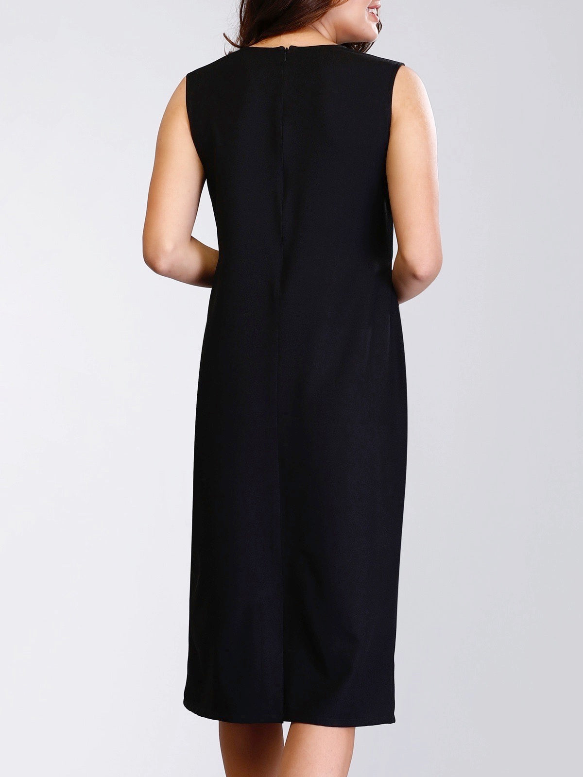 Colour Block V Neck Shift Dress - Green and Black| Formal Dresses