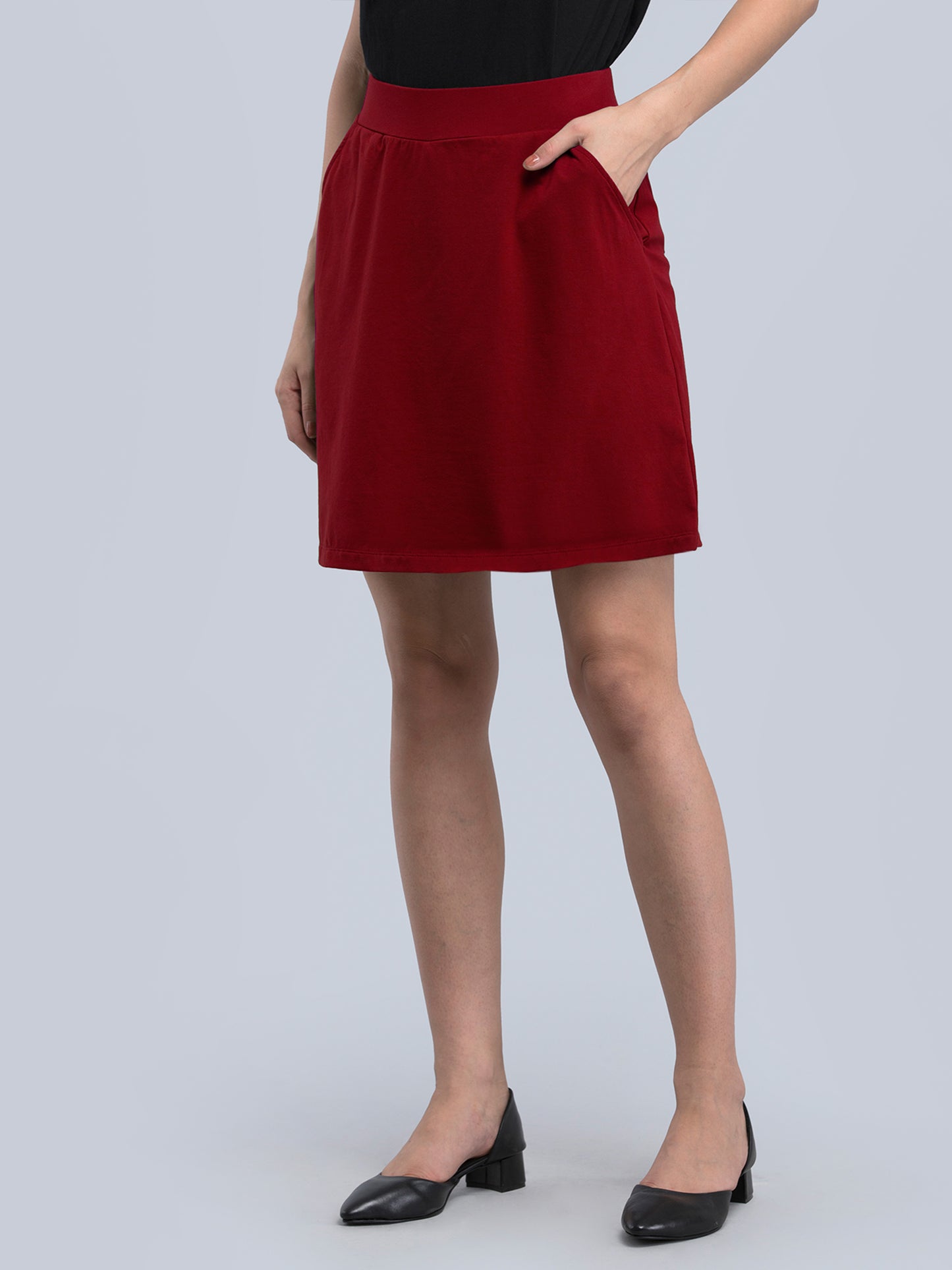 Cotton Knitted Skort - Maroon