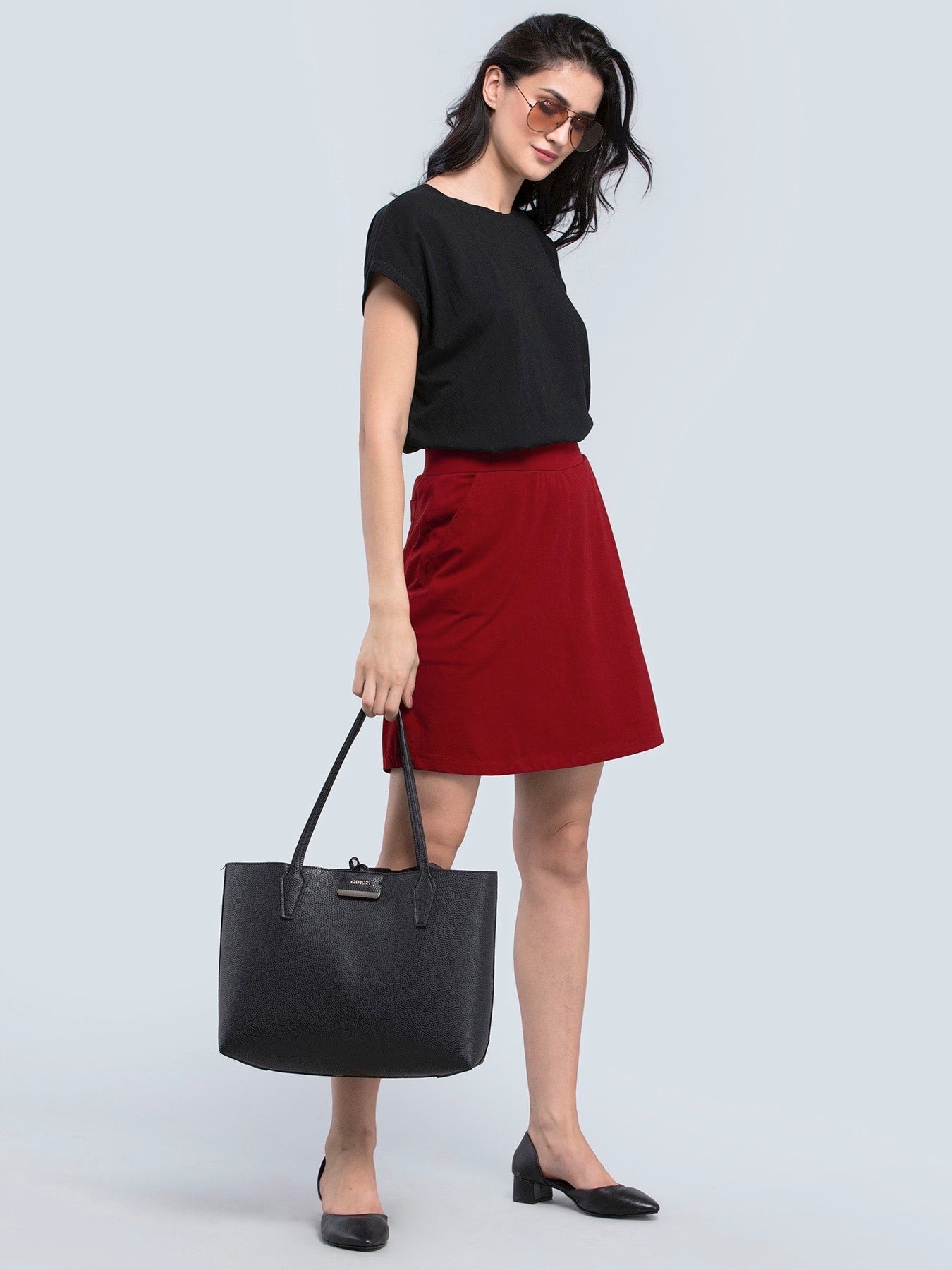 Cotton Knitted Skort - Maroon