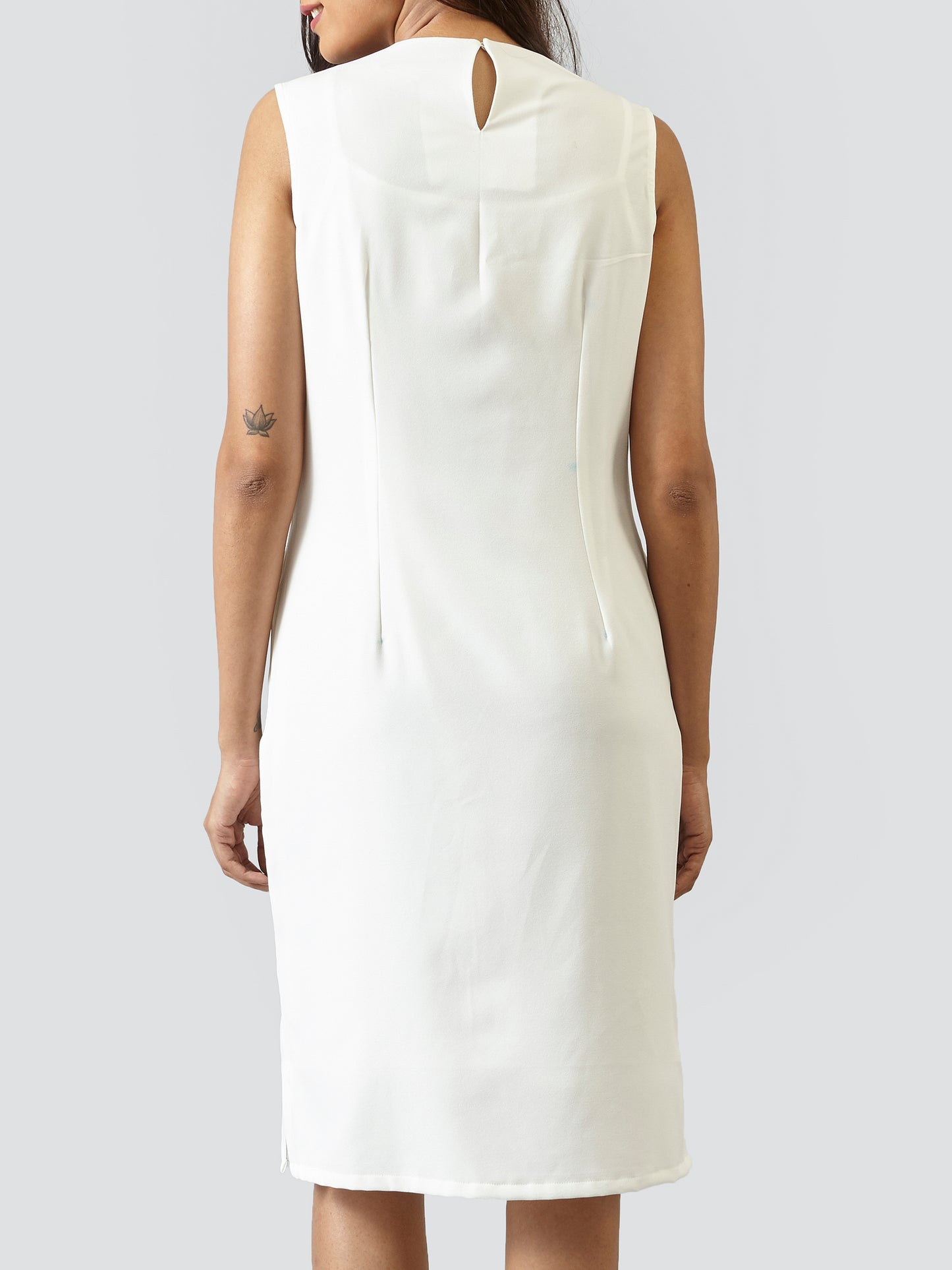 Square Neck Shift Dress - Off White| Formal Dresses