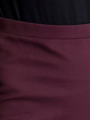 Elasticated Knitted Pencil Skirt - Maroon