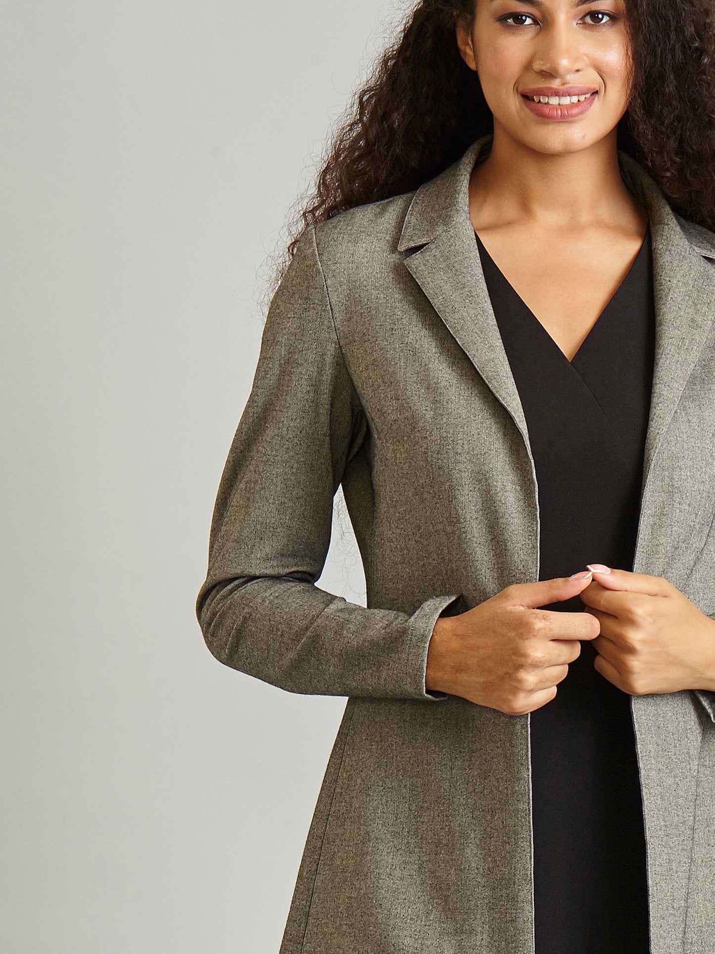 Knee Length Trench Coat - Dark Grey