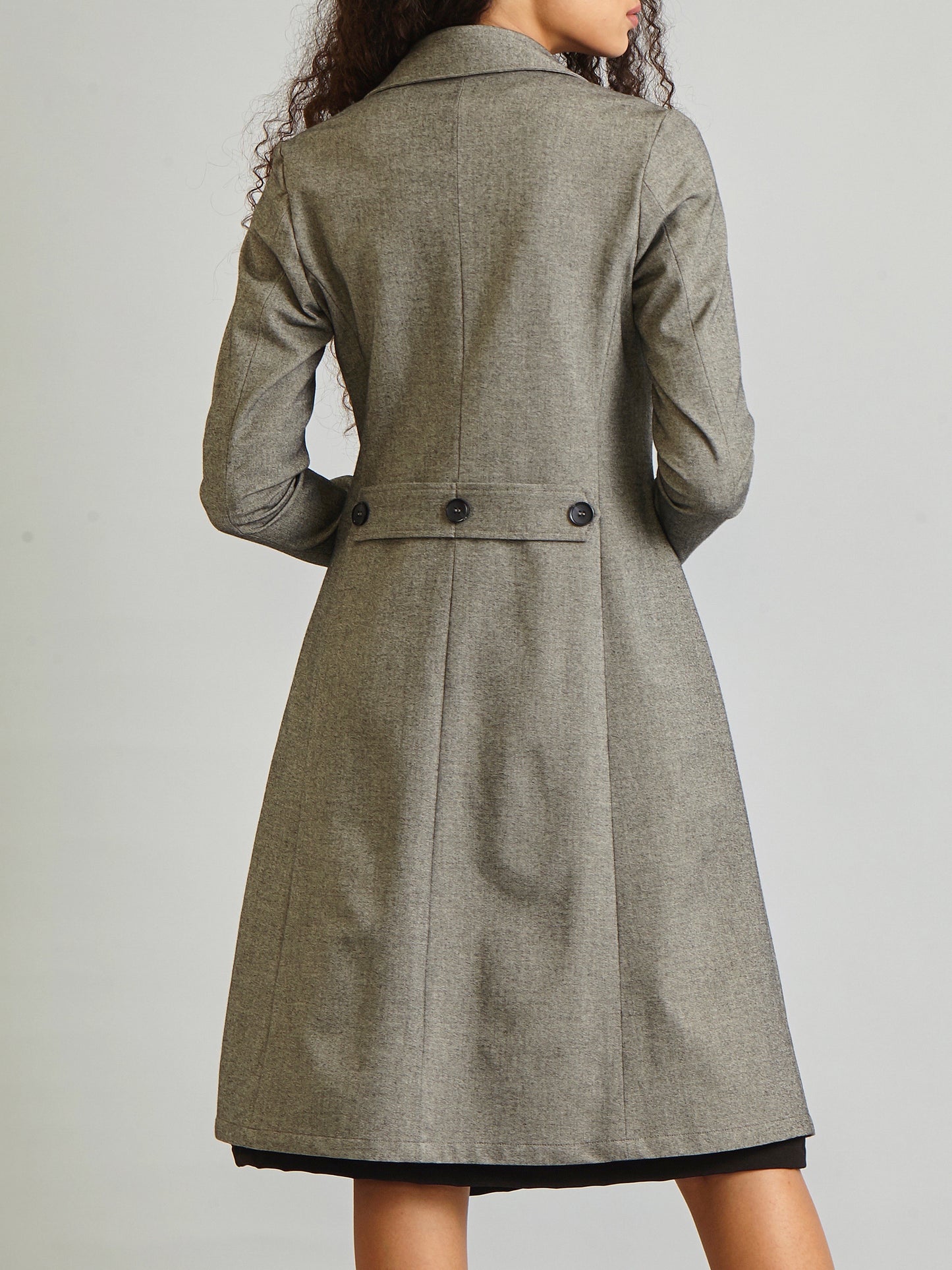 Knee Length Trench Coat - Dark Grey