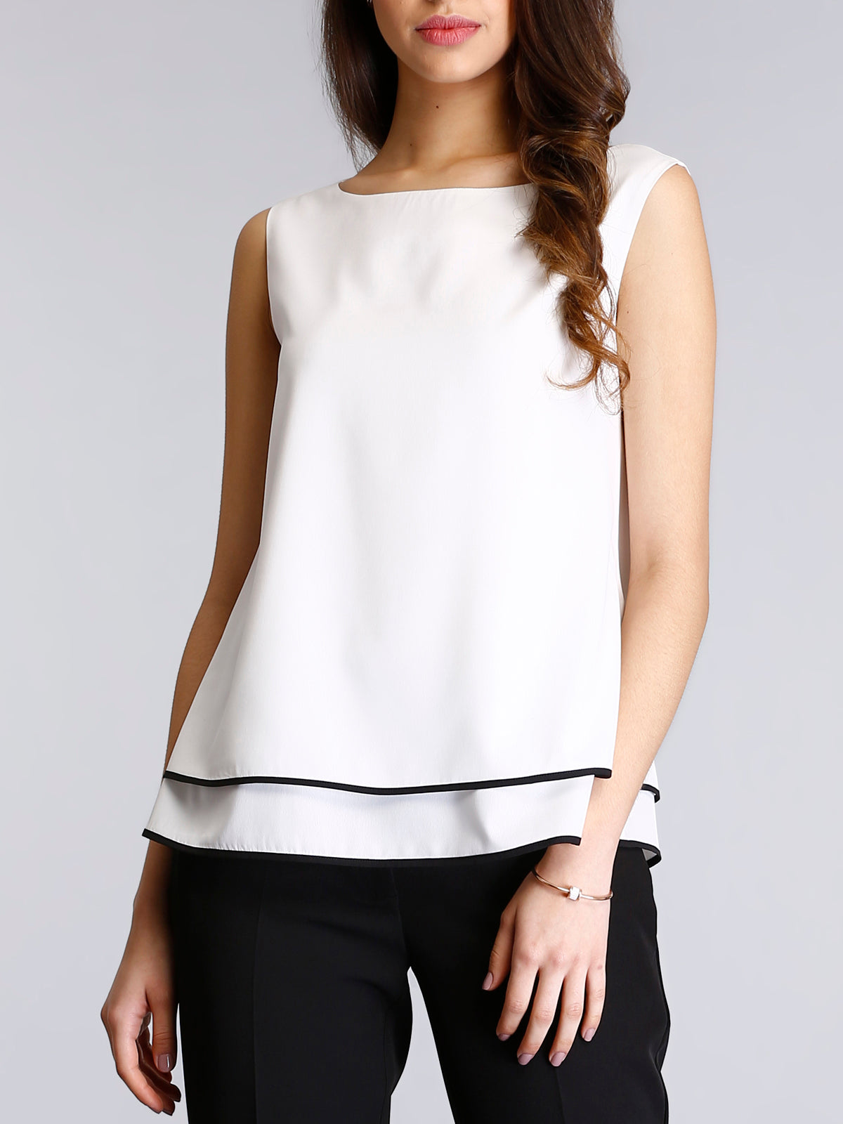 Layered Round Neck Top - White