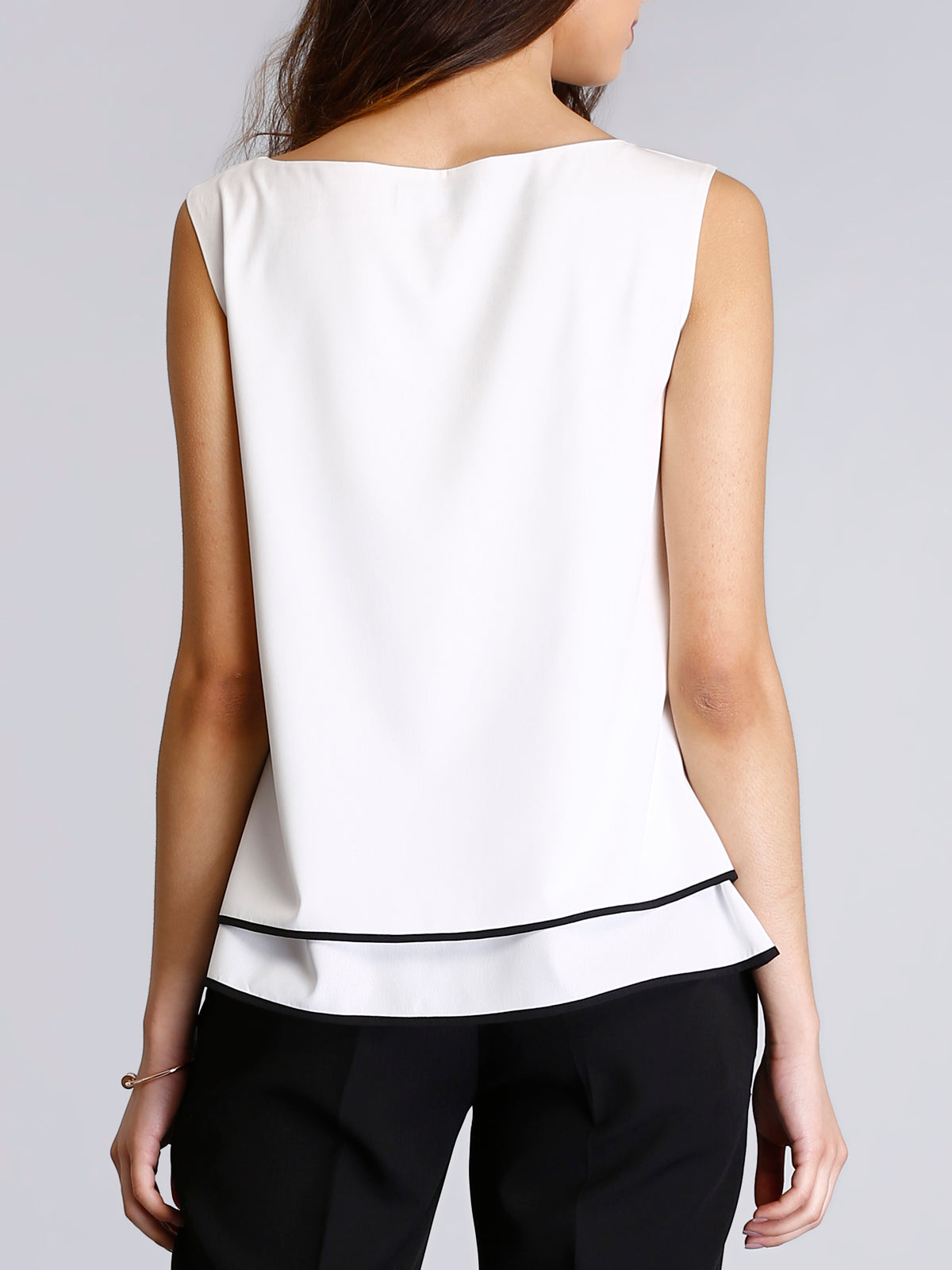 Layered Round Neck Top - White