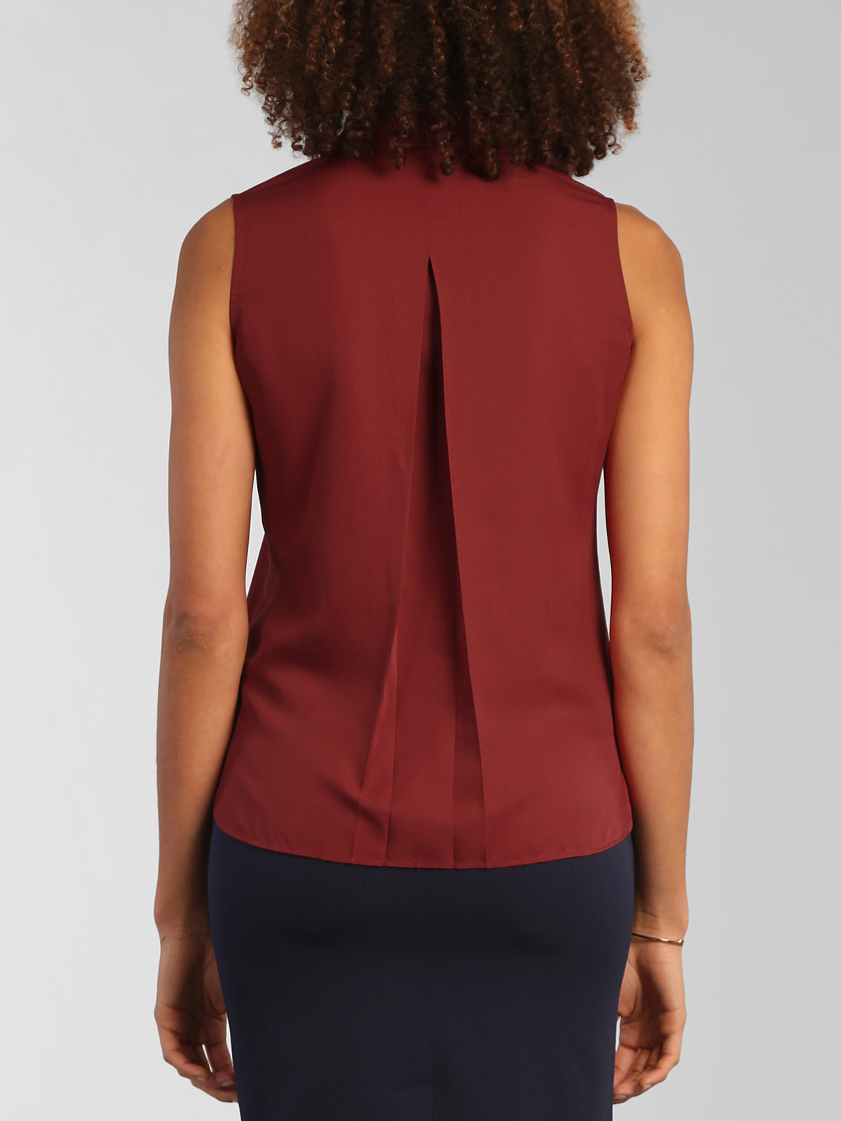 Notch Collar Front Tie Top - Brick Red