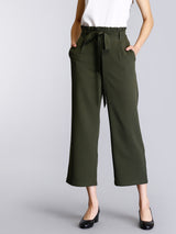 Paperbag Waist Tie Up Pants - Olive| Formal Trousers