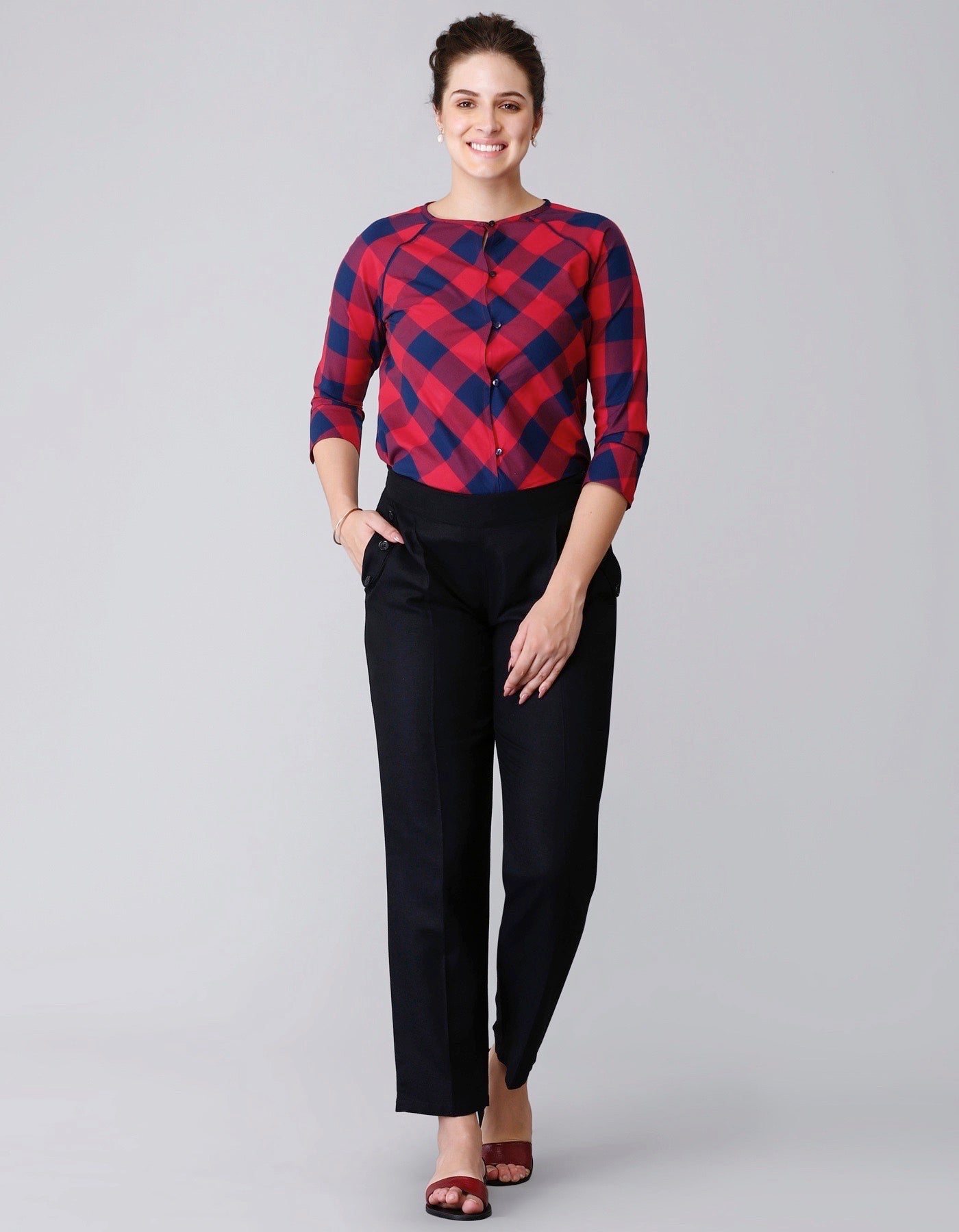 Pleated Cropped Pants - Black| Formal Trousers