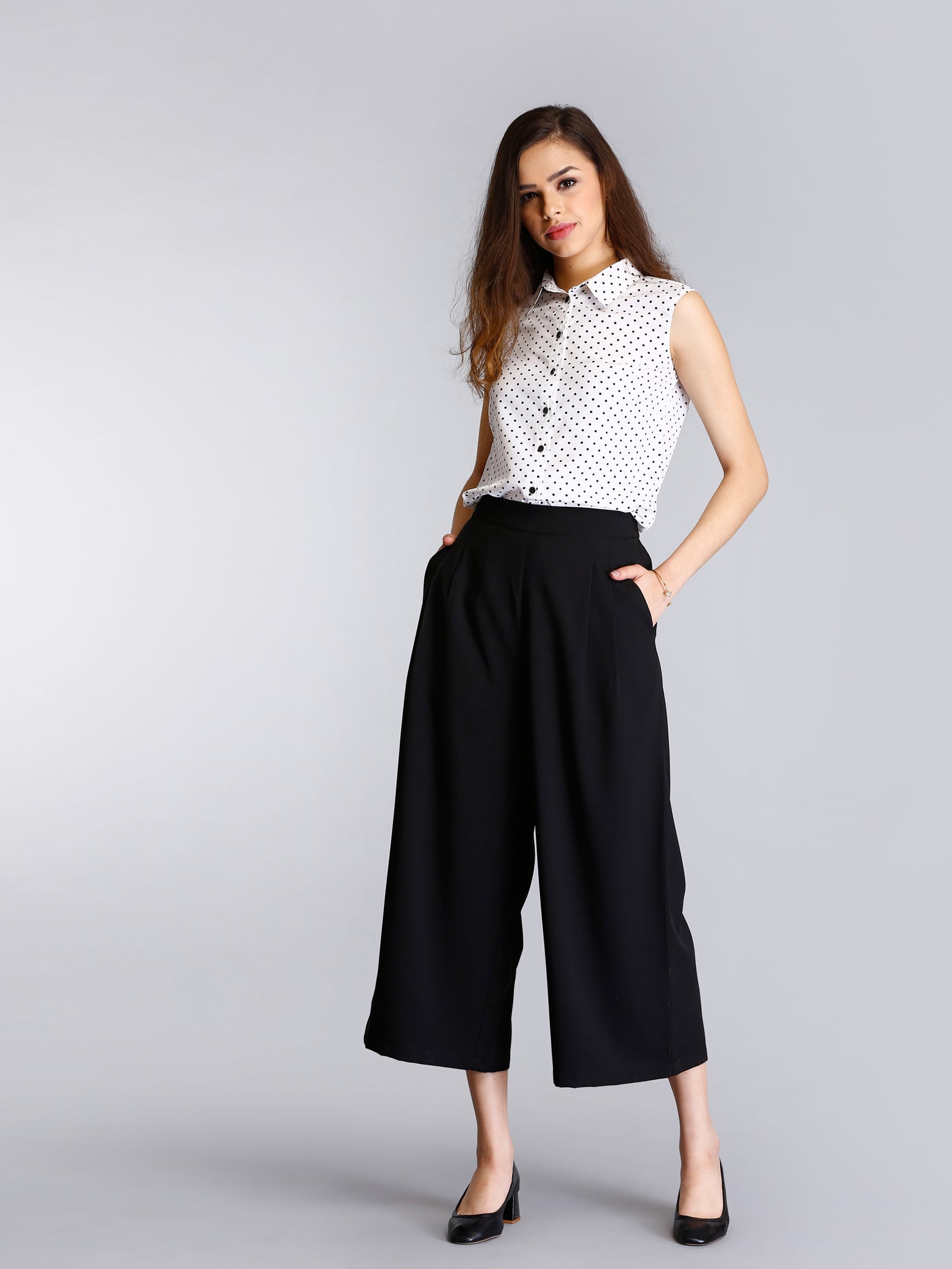 Pleated Culottes - Black| Formal Trousers