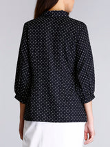 Bow Neck Polka Top - Black and White