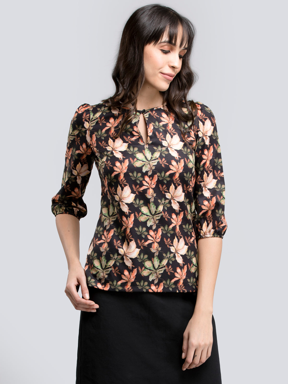 Round Neck Floral Top - Multicolour