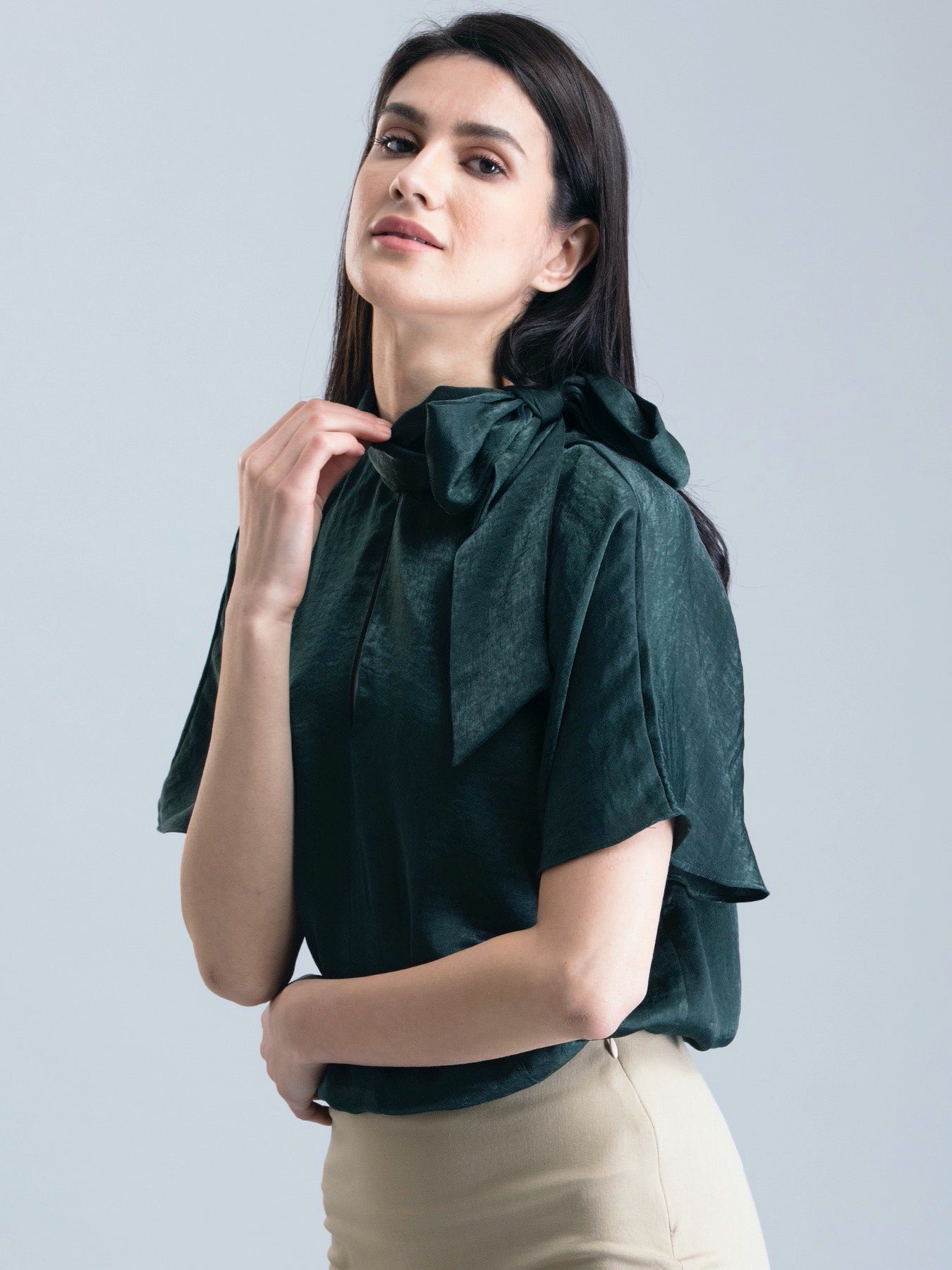 Satin Two Way Top - Green| Formal Tops