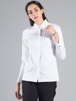 High Collar Tuxedo Shirt - White