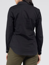 Classic Collar Button Detail Shirt - Black