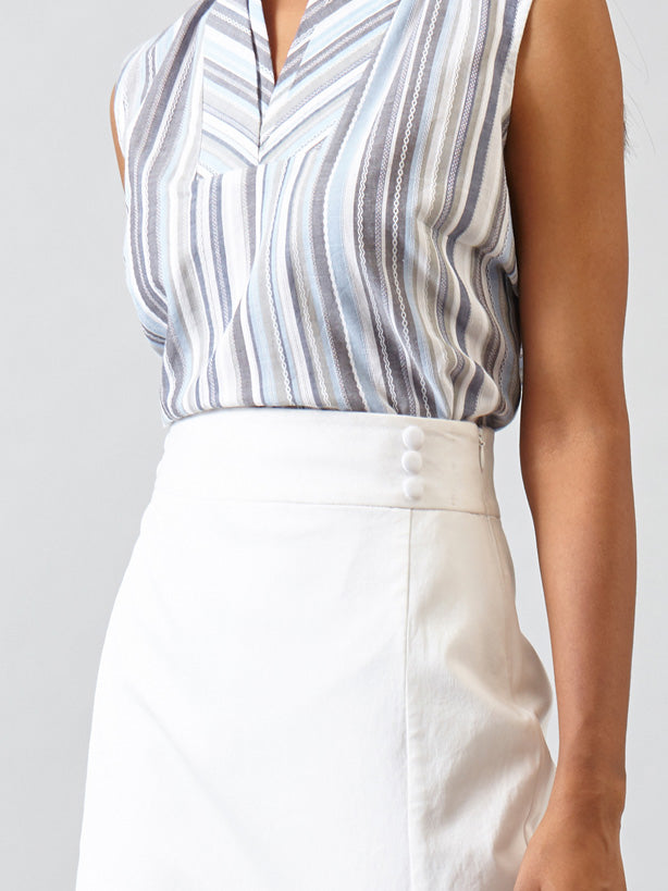 High Waist Midi Pencil Skirt - White