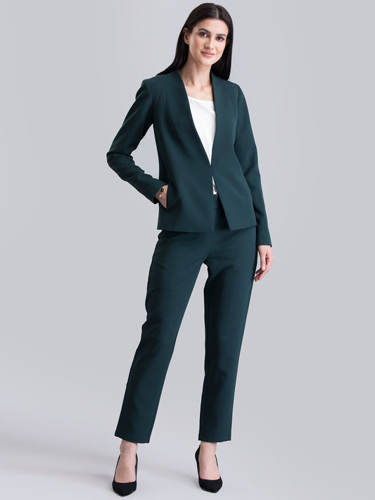 Stylish Hook Closure Jacket - Green| Formal Jackets