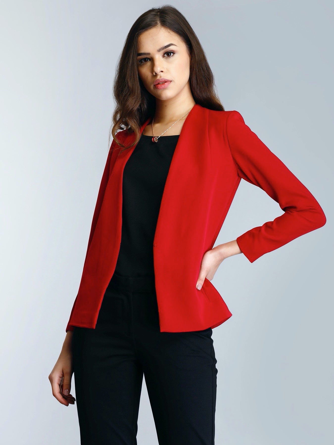 Stylish Jacket With Hook Closure - Red| Formal Jackets