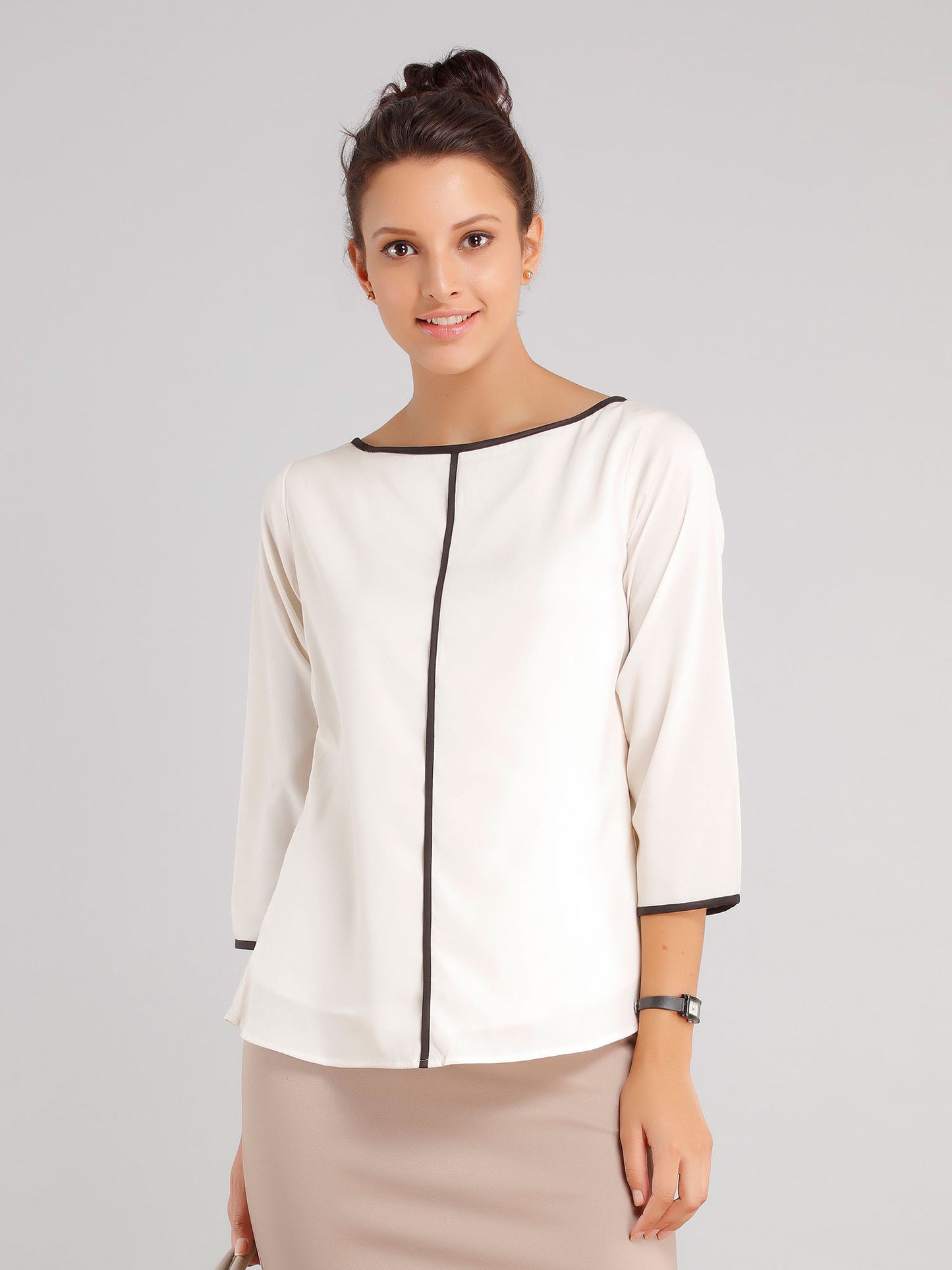 Boat Neck Top - Off White| Formal Tops